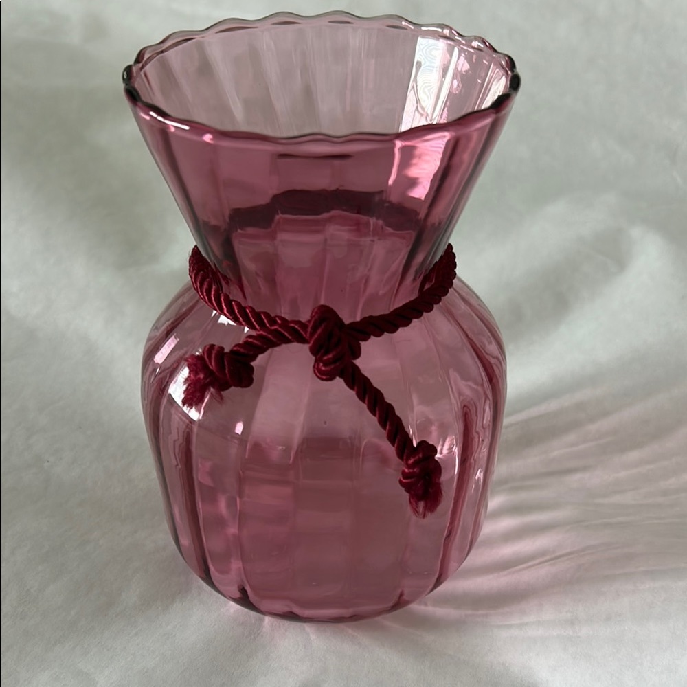 Cranberry glass vase; excellent condition!